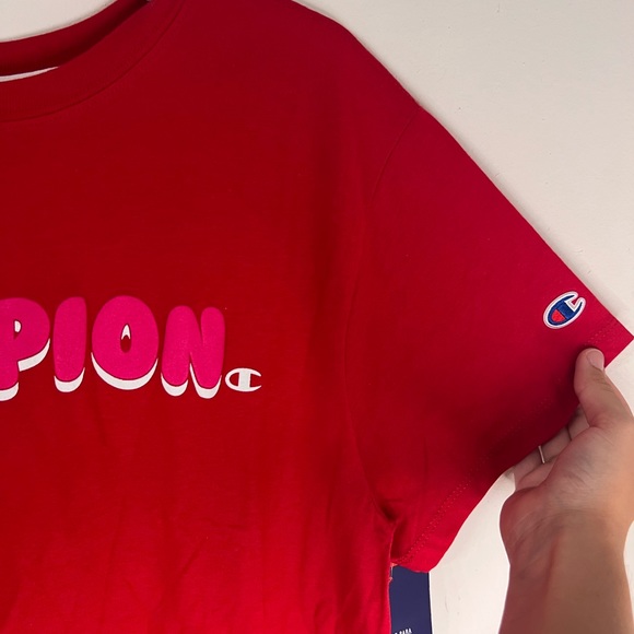 Champion Cheerful Red Logo The Classic Tee NWT SZ L - Picture 7 of 7